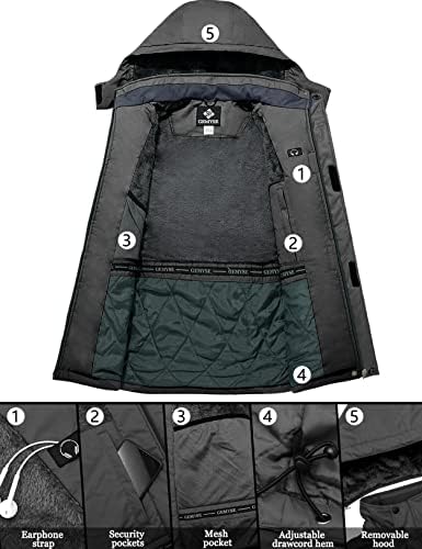 GEMYSE Men's Winter Ski Jacket Waterproof Snow Coat with Detachable Hood