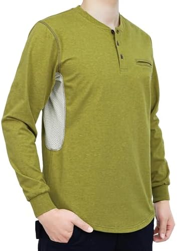 BOCOMAL FR Shirts for Summer Breathable Vented Mesh Flame Resistant Henley