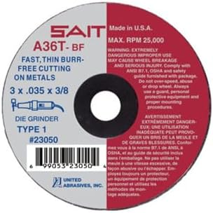 United Abrasives-Sait 23032 A36T Fast Cutting Thin High Speed Cut-Off Wheels 2-1/2" x .035" x 1/4", 100 Pack