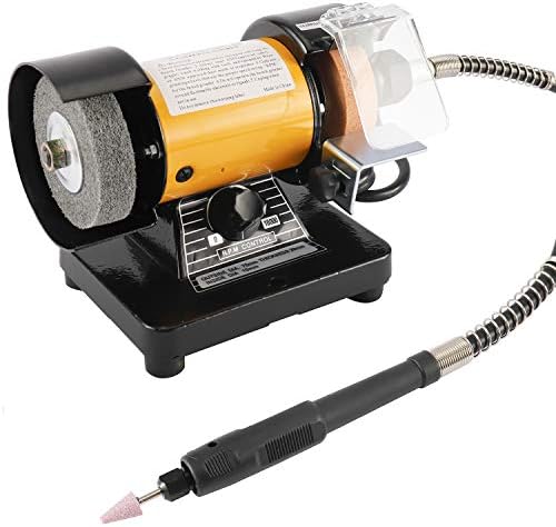 3" Multipurpose Mini Bench Grinder Polisher with 31" Long Flexible Shaft and Accessories, Variable Speed Dial 0-10000 RPM, 110V 150W Single Phase Motor