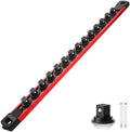 Reniteco Magnetic Socket Organizer, 3/8” Aluminum Alloy Rail, 14 Clips | Heavy-Duty Socket Rails, Removable 360° Swivel ABS Clips, Magnetic Base, Tool Box Drawer or Wall Mount