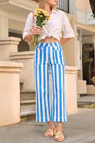 Cicy Bell Womens Cropped Wide Leg Jeans High Waisted Baggy Denim Ankle Pant