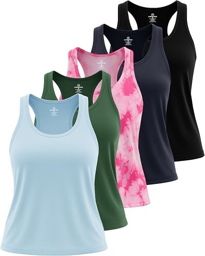 5 Pack Women's Dry Fit Tank Tops Sleeveless Athletic Workout Gym Yoga