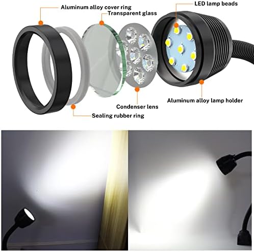 Magnetic Work Light, Led Magnetic Lamp, IP65 Water Proof Flexible Gooseneck Lamp 1400 Lumens for Lathe Milling, Drill Press, Industrial Lighting,with 12T Magnetic Base…
