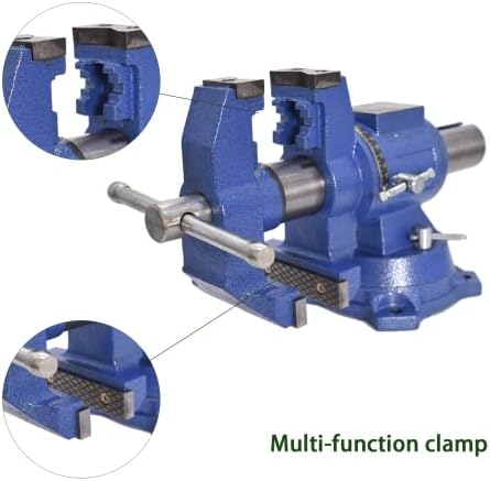 4 Inch Multipurpose Vise 360 Degree Rotation Clamp on Vise with Swivel Base Heavy Duty Multi-Jaw Vise Bench Vise Fit for Household Industry Multifunctional Clamping and Fixing