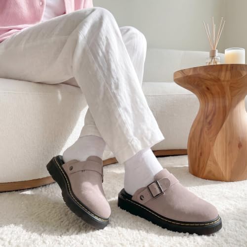 Athlefit Women's Slip On Suede Clogs with Back Strap