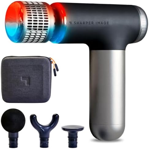 Sharper Image Powerboost Compact Heat & Cold Therapy Percussion Massage Gun