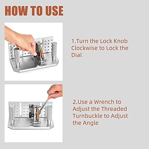 Belt Grinder Knife Jig, 7-3/4’’ Long Sharpening Locator Adjustable Angle -5°~ 25°, Belt Knife Sharpener Jig with Dual Press Plates, Knife Making Angle Grind Guide for Belt Sander Machine