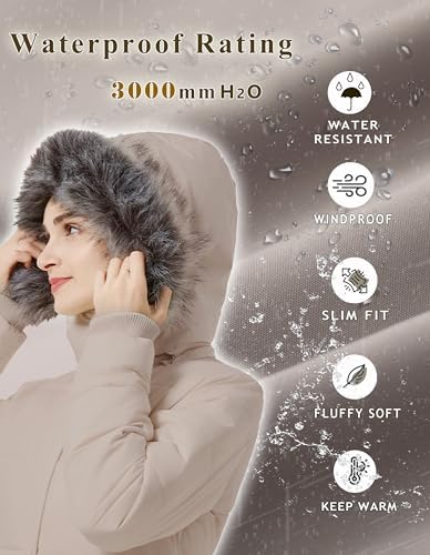 GGleaf Women's Winter Puffer Coat with Removable Fur Hood Warm Snow Jacket