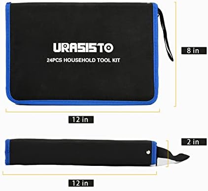 URASISTO 24-Piece Household Tool Kit for Men Repair Hand Tool Set Bag with Hammer, Screwdriver,Pliers, Wrench set with Storage Bag