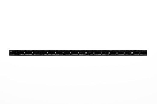 PEC Tools 18-Inch Flexible Stainless Steel Mechinist Ruler, High-Contrast Black Chrome Finish, 3R Graduation (1/32", 1/64", 1/10", 1/50"), Trusted by Professionals, Made in USA