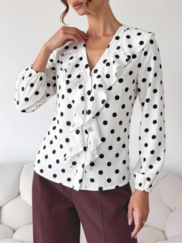 GORGLITTER Women's Ruffled Top Blouses Dressy Business Casual Outfits