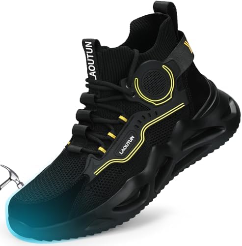LAoutun Steel Toe Shoes for Men Work Shoes Safety Sneakers Lightweight