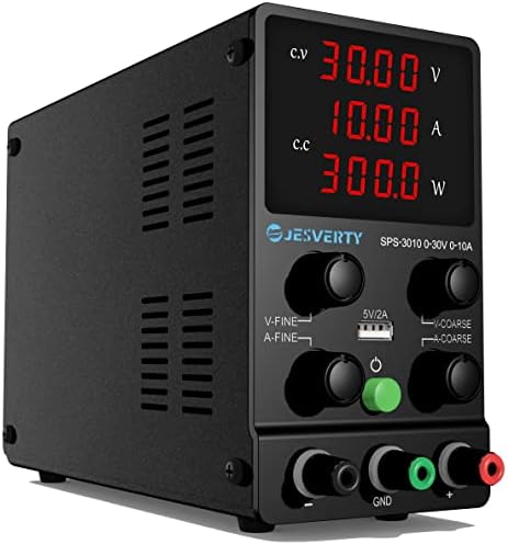 DC Power Supply Variable, 0-30V 0-10A Adjustable Switching DC Regulated Bench Power Supply with High Precision 4-Digit LED Display, 5V/2A USB Port, Coarse and Fine Adjustment SPS-3010