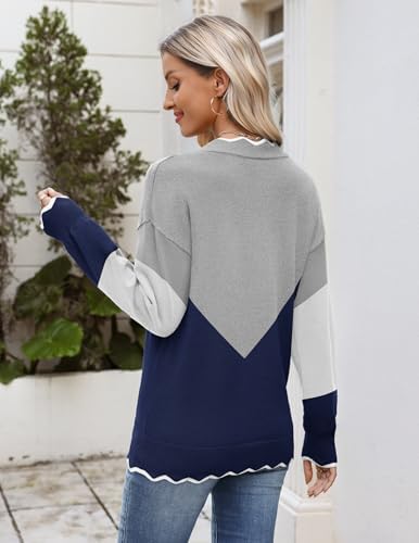 Zeagoo Women's 2026 Fall V Neck Sweater Long Sleeve Lightweight Knit Tops