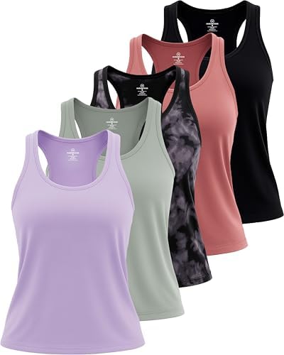5 Pack Women's Dry Fit Tank Tops Sleeveless Athletic Workout Gym Yoga