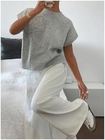 SOLY HUX Women's Short Sleeve Business Casual Sweater