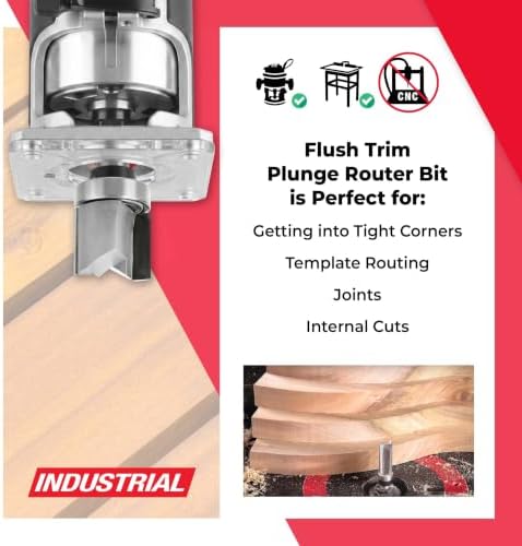 Amana Tool 45550 Carbide Tipped Flush Trim Plunge Template Router Bit 1-1/8 Dia x 1 Inch x 1/2 Shank with Upper Ball Bearing
