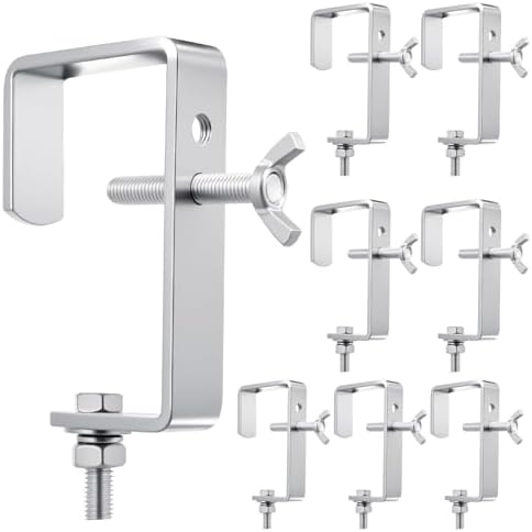 Zonon 8 Pack Square Tube Truss Clamp Hook, Heavy Duty Stage Light Clamp for Square Truss 40-60mm OD, Galvanized Iron DJ Light Holder for Moving Head Par Spotlight, 88 Lbs / 40kg Load (Silver)