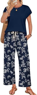 WIHOLL Two Piece Sets for Women Summer Spring Outfits Lounge Sets Beach Vacation Clothes Airport Travel Matching Clothing
