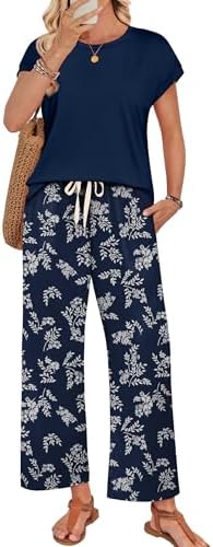 WIHOLL Two Piece Sets for Women Summer Spring Outfits Lounge Sets Beach Vacation Clothes Airport Travel Matching Clothing