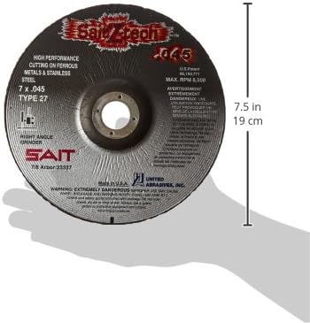 United Abrasives- SAIT 23337 Z-Tech High Performance Cut-Off Wheels (Type 27/Type 42 Depressed Center) 7" x .045" x 7/8", 50-Pack