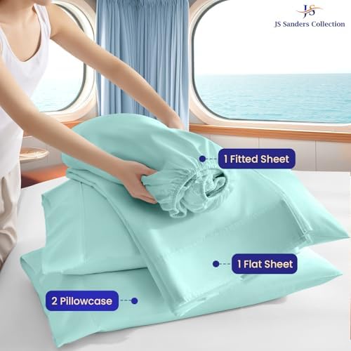 JS Sanders Collection 4PC Boat Sheet Set Universal V Berth, Aqua Blue