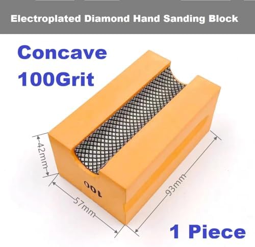 Concave Electroplated Diamond Sanding Block, 100 Grit Curved Polishing Pad for Grinding Trimming Granite Marble Glass Stone Tile Wood (1 Piece)