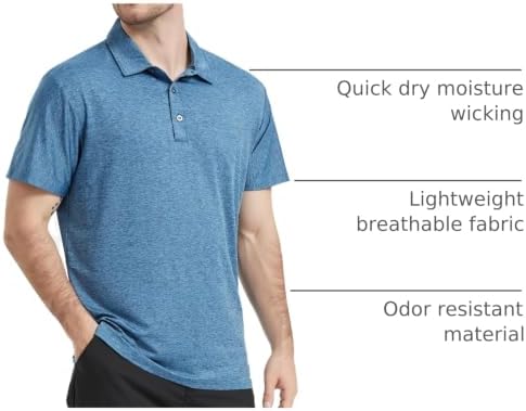 5 Pack Men's Polo Shirts Short Sleeve Golf T Shirt Performance Casual