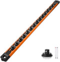 Reniteco Magnetic Socket Organizer, 1/4” Aluminum Alloy Rail, 14 Clips | Heavy-Duty Socket Rails, Removable 360° Swivel ABS Clips, Magnetic Base, Tool Box Drawer or Wall Mount