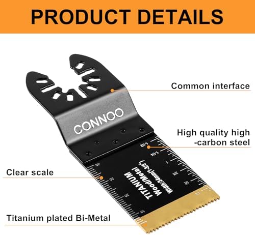 CONNOO 120 Pack Oscillating Saw Blades, Multitool Oscillating Tool Blades for Wood Metal Plastics, Japanese Long Teeth, Quick Release Multi Tool Blades Kits for Oscillating Tools
