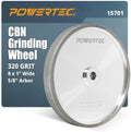 POWERTEC CBN Grinding Wheel 8 Inch 320 Grit, Bench Grinder Wheel for Sharpening HSS Tools, Lathe Tools & Chisel Set, 8" x 1" Wide, 5/8" Arbor Bench Grinder Wheels for Bench Grinder, 1 PK (15701)