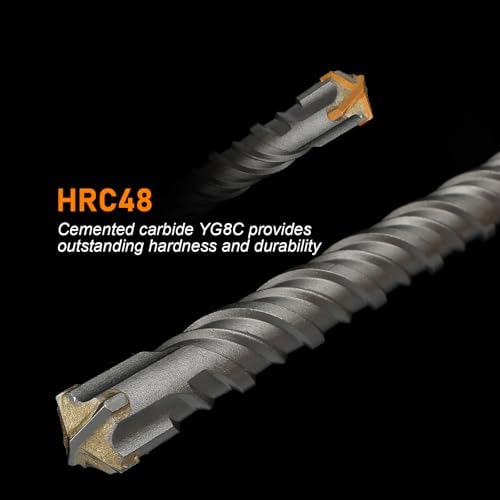 SDS Plus Bits (1-1/8"*12")-2PCS Rotary Hammer Drill Bits Set Cross Carbide Tips for Concrete, Brick, Cement Walls, Stone, Brick