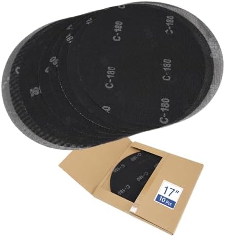 HUAALIUCHE 17" Sanding Screen Discs - Mesh Floor Sanding Screen - Black Silicon Carbide - for Wood Floors (10 Pack, 180 Grit)