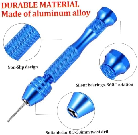 HOMSFOU 76pcs Mini Drill Bit Set Swivel Pin Vise for Woodworking Jewelry Making and Compact and Lightweight Hand Tool for Projects