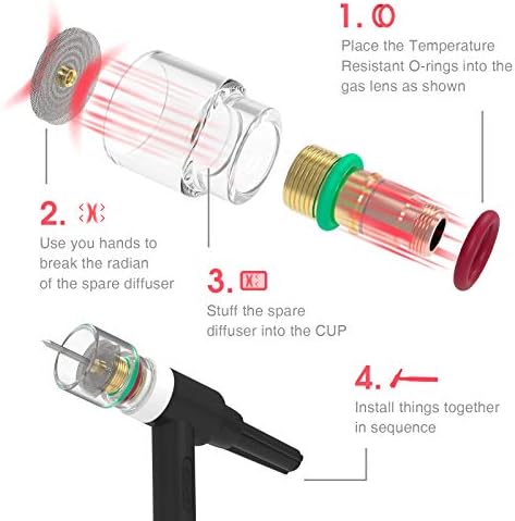 YESWELDER 71Pcs TIG Welding Torch Stubby Gas Lens #12 Glass Cup Kit