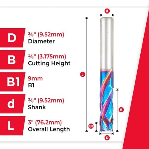 Amana Tool Spektra Extreme Tool Life Coated CNC Compression Spiral Router Bit, 46010-K-5, 5-Pack, 3/8 D x 1-1/8 CH x 3/8 Shank x 3 Inch L 3 Flute