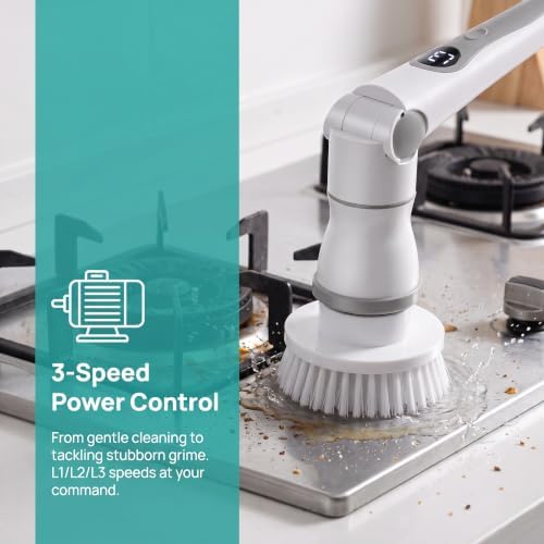 Electric Spin Scrubber Bathroom, Cordless Scrubber with 8 Heads