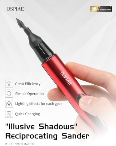 Electric Reciprocating Sander – Precision Multi-Speed Sanding Tool with Fine Sandpaper for Crafts, Miniatures, Jewelry, Woodworking, Resin Kits, Model Automotive Detailing, DIY & Hobbyists