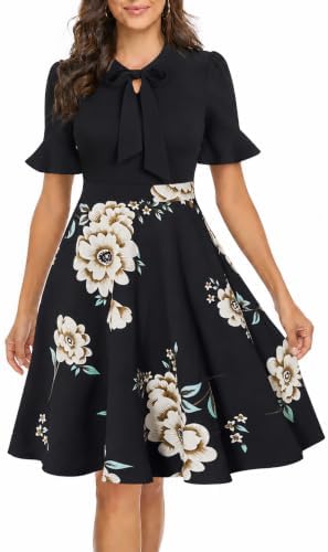 Women Summer Floral Ruffle Sleeve Wear to Work Church Wedding Guest Party Dresses