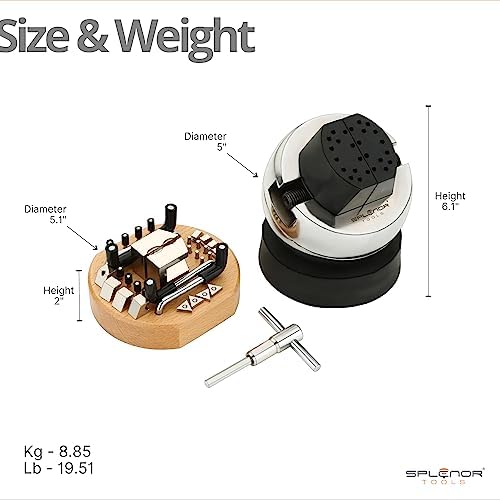 Splenor Tools 5" Engraving Block & 34 Attachment Kit - Ball Vise for Jewelry Engraving - Diamonds & Stone Setting Tool