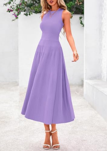 PRETTYGARDEN Women's Summer Pleated Midi Work Dress