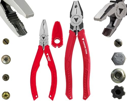 VAMPLIERS 2-PC Screw Extractor Pliers Gift Set 8" Linesman + 6.25" Pliers