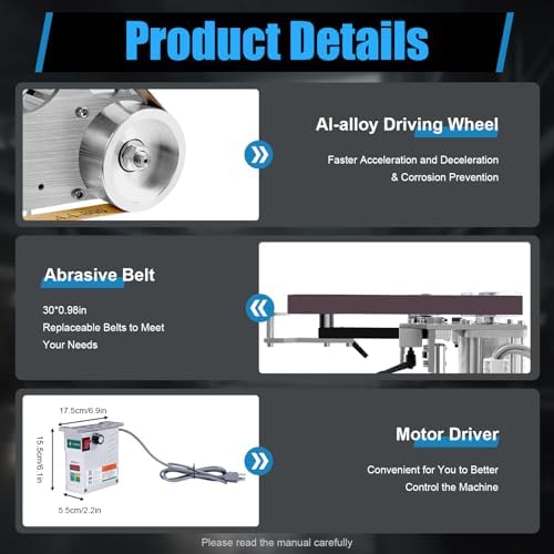 Electric Mini Belt-Sander, 550W 110V Stainless Steel Bench Grinder with Brushless Motor, 5000RPM High Speed Belt Grinder with Stepless Speed Regulation, Mini Belt-Sander for Parts Materials Factories