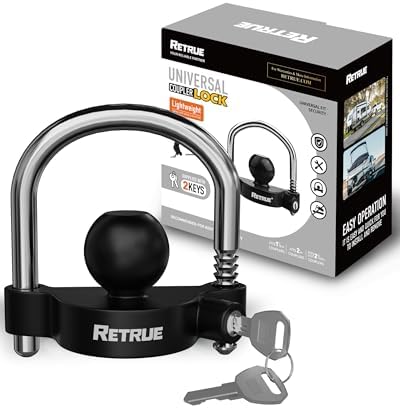 RETRUE Universal Trailer Coupler Lock, Heavy-Duty Hitch Ball Lock, Black