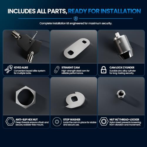 5/8" Tubular Cam Locks (90° Chrome, 1-Pack) RV Toolbox Cabinet Replacement