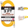 Iron Forge Cable 10 Gauge Extension Cord Heavy Duty, 3 Ft - Yellow SJTW