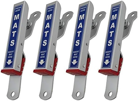 HI-TECH Car Wash Mat Clamps – Heavy-Duty Floor Mat Holders for Cleaning & Drying – Rust-Resistant Aluminum – Mountable – Holds All Mats – Blue, 4 Pack