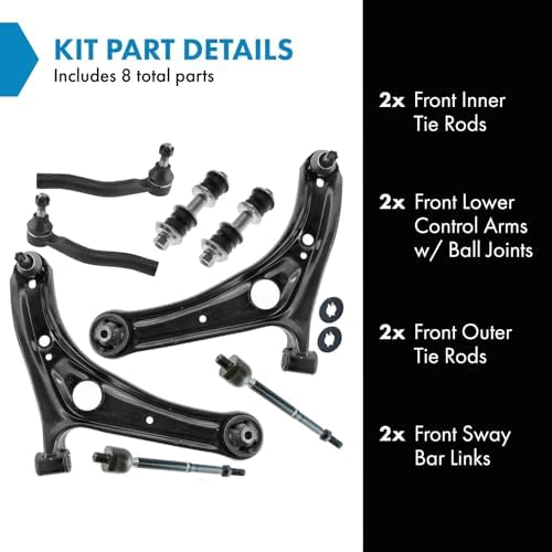 TRQ Front Steering & Suspension Kit Control Arm with Ball Joint Sway Bar