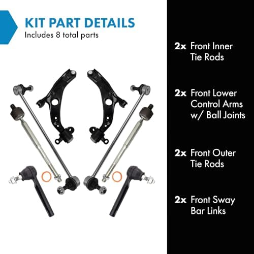 TRQ Front Steering & Suspension Kit Control Arm with Ball Joint Sway Bar